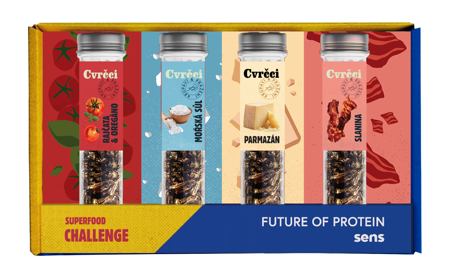 Křupaví cvrčci pro gurmány - Dárkový set 4 chutí